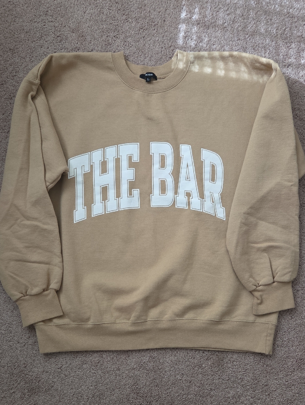 The Bar Tan Crewneck Sweatshirt with White Logo